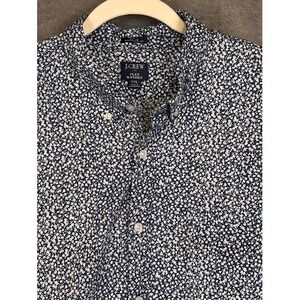 J Crew Mens XXL Slim Untucked Flex Washed Navy Floral Print Button Up Shirt